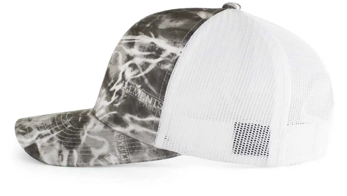 Pacific Headwear 107c Elements Agua Camo Trucker Snapback Cap - Manta White - Mossy Oak / 7’’ - 7 7/8’’