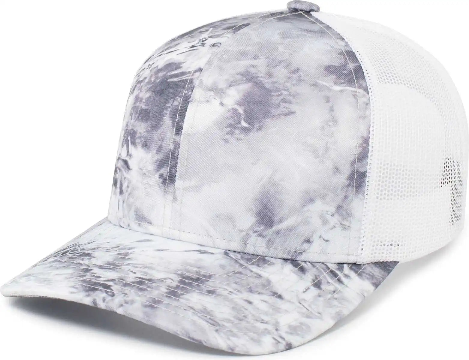 Pacific Headwear 107c Mossy Oak Trucker Snapback - Wakeform Hailstone White - 7’’ 7 7/8’’