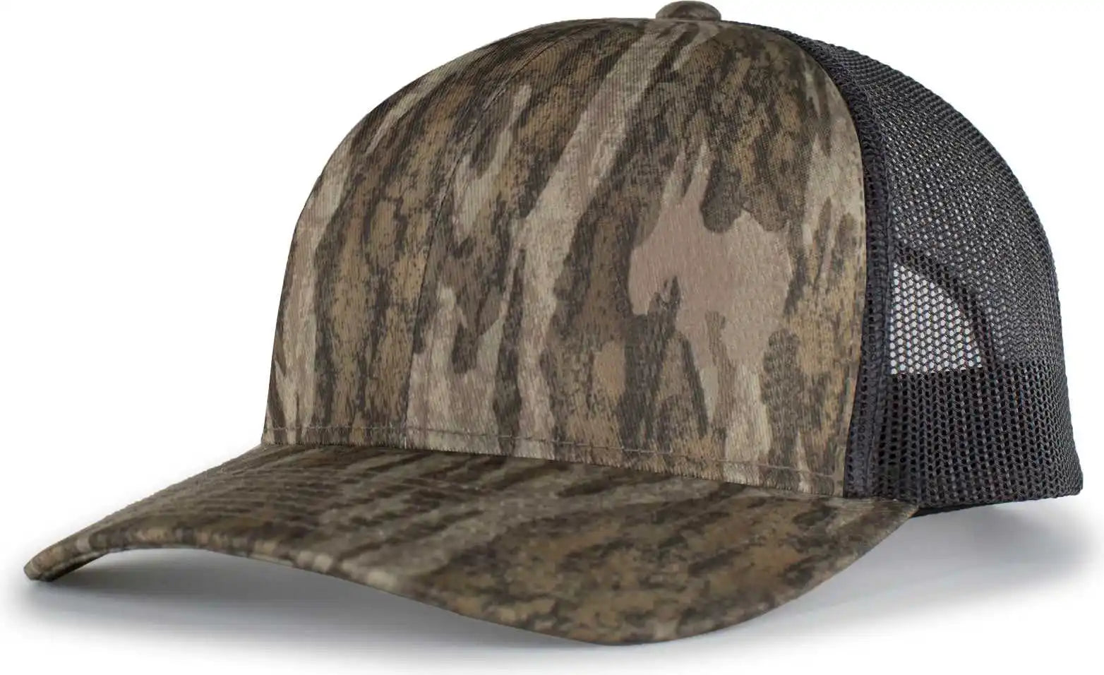 Pacific Headwear 108c Camo Snapback Trucker Cap - Bottomland Light Charcoal - 7’’ - 7 7/8’’