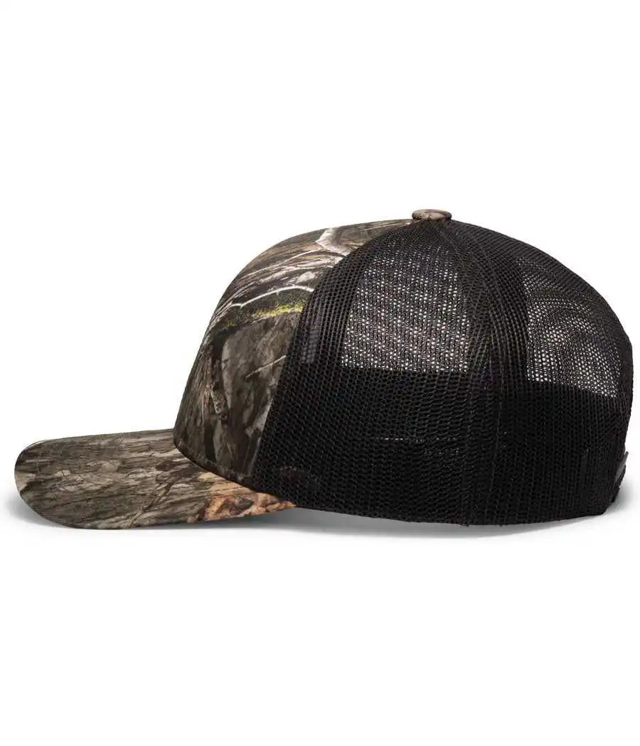 Pacific Headwear 108c Camo Snapback Trucker Cap - Country Dna Lt Charcoal - Mossy Oak Dark Gray / 7’’ 7 7/8’’