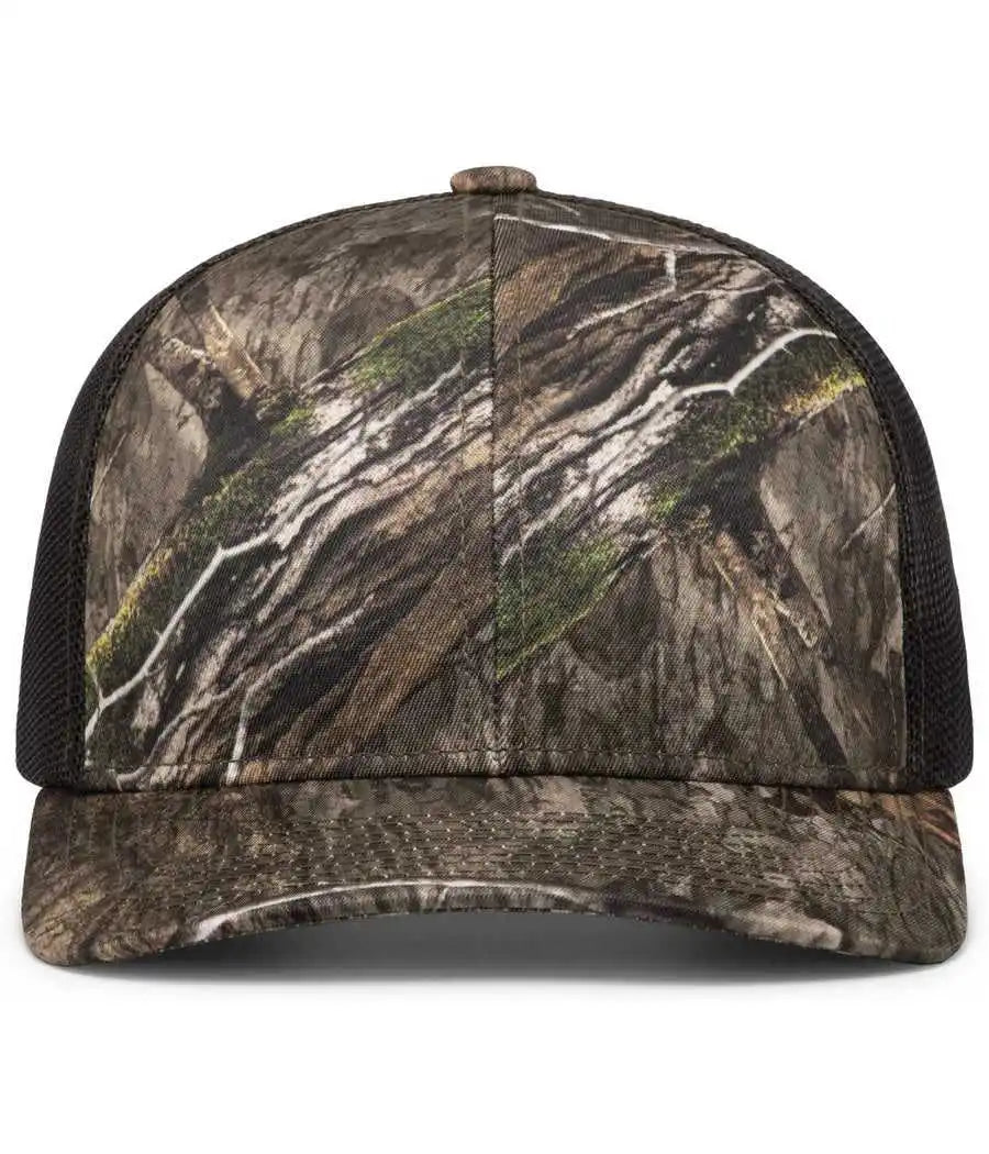 Pacific Headwear 108c Camo Snapback Trucker Cap - Country Dna Lt Charcoal - Mossy Oak Dark Gray / 7’’ 7 7/8’’