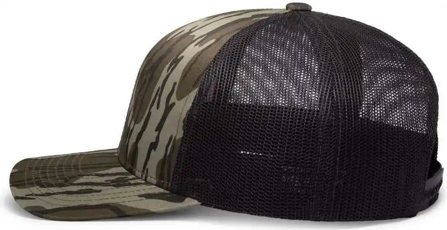 Pacific Headwear 108c Camo Snapback Trucker Cap - Original Bottomland Lt Charcoal - Mossy Oak Gray / 7’’ 7 7/8’’