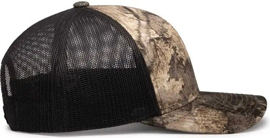 Pacific Headwear 108c Camo Snapback Trucker Cap - Terra Bayou Light Charcoal - Mossy Oak Dark Gray / 7’’ 7 7/8’’