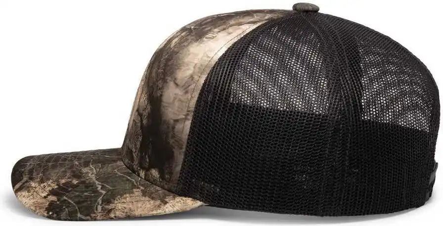 Pacific Headwear 108c Camo Snapback Trucker Cap - Terra Bayou Light Charcoal - Mossy Oak Dark Gray / 7’’ 7 7/8’’
