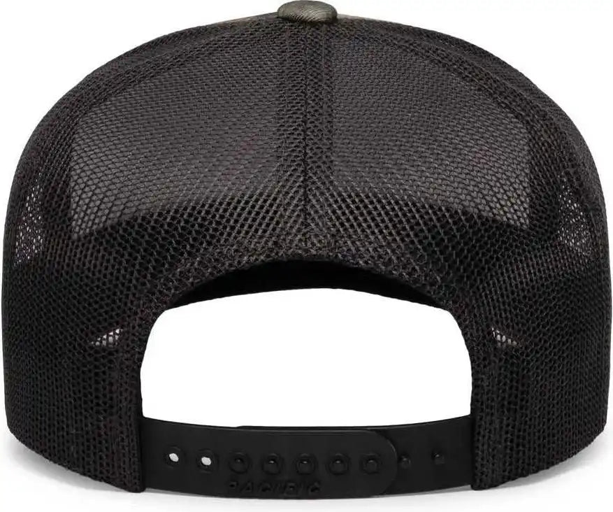 Pacific Headwear 108c Camo Snapback Trucker Cap - Terra Bayou Light Charcoal - Mossy Oak Dark Gray / 7’’ 7 7/8’’