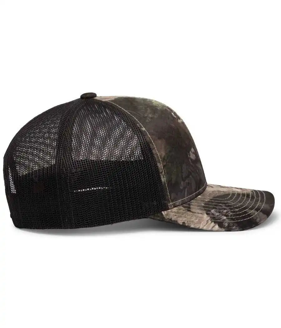 Pacific Headwear 108c Camo Snapback Trucker Cap - Terra Gila Light Charcoal - Mossy Oak Dark Gray / 7’’ 7 7/8’’