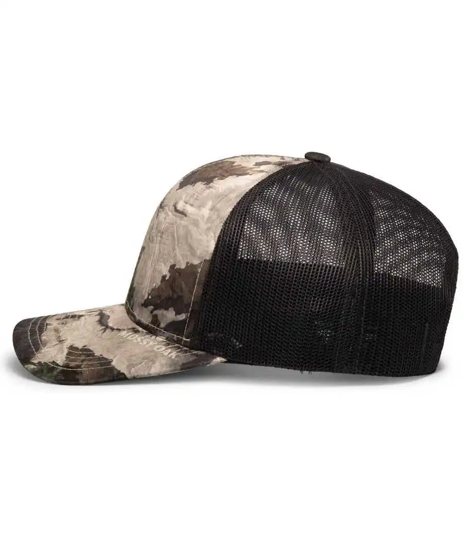 Pacific Headwear 108c Camo Snapback Trucker Cap - Terra Gila Light Charcoal - Mossy Oak Dark Gray / 7’’ 7 7/8’’