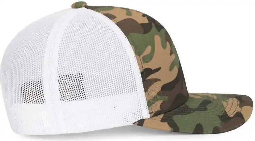 Pacific Headwear 108c Camo Trucker Snapback Cap - Army White - Green / 7’’ - 7 7/8’’