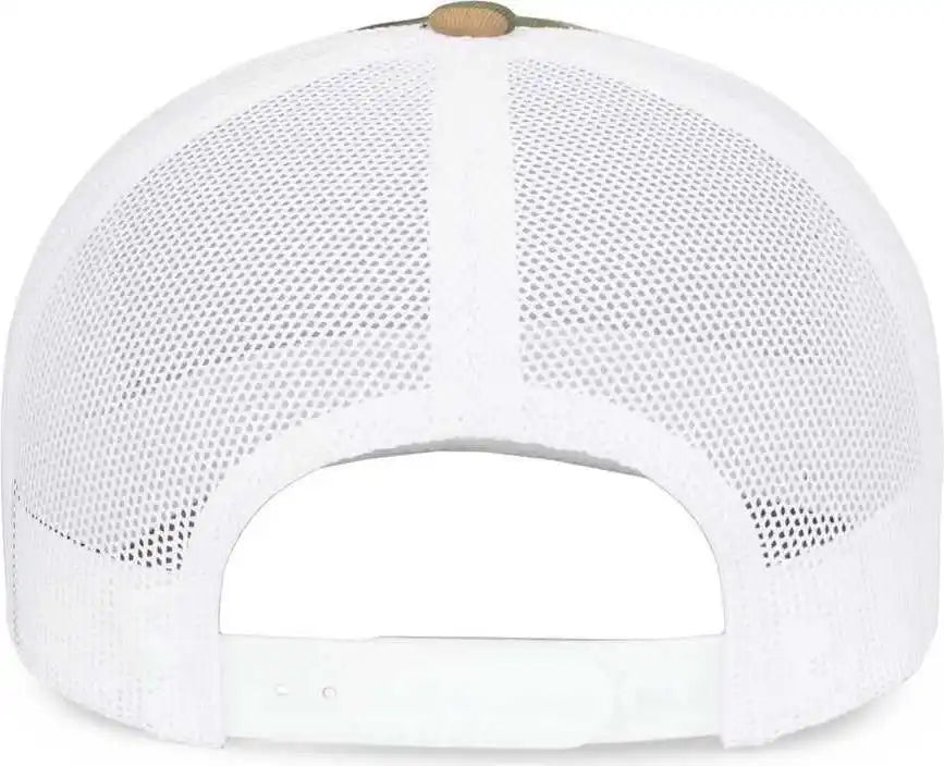 Pacific Headwear 108c Camo Trucker Snapback Cap - Army White - Green / 7’’ - 7 7/8’’