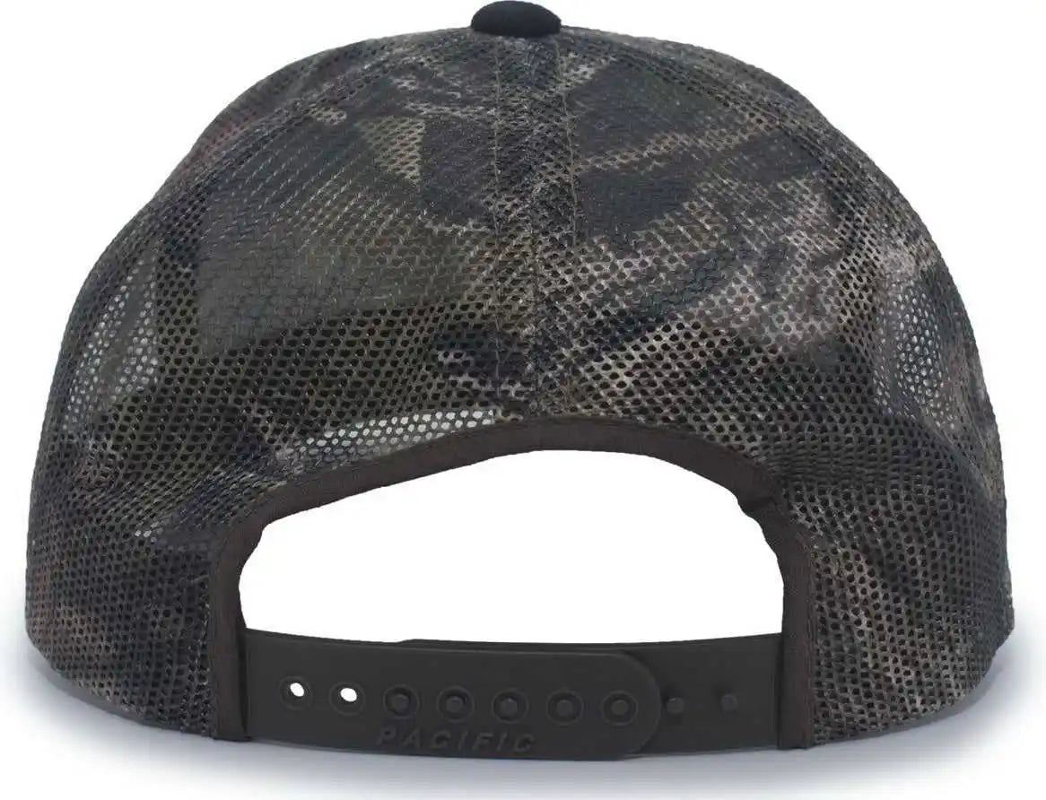 Pacific Headwear 108c Camo Trucker Snapback Cap - Black Break-up Country - Mossy Oak / 7’’ - 7 7/8’’