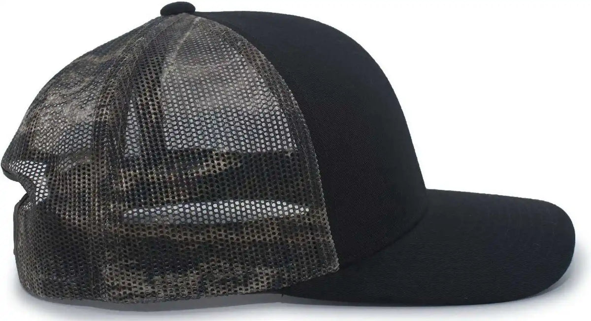 Pacific Headwear 108c Camo Trucker Snapback Cap - Black Break-up Country - Mossy Oak / 7’’ - 7 7/8’’