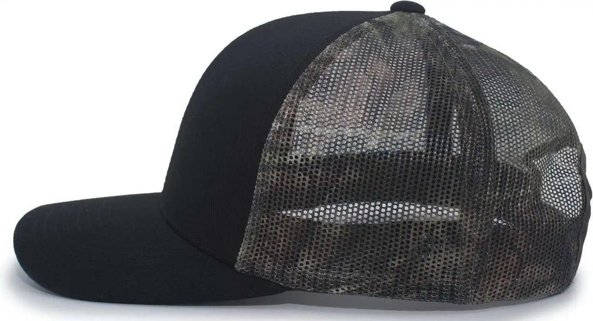 Pacific Headwear 108c Camo Trucker Snapback Cap - Black Break-up Country - Mossy Oak / 7’’ - 7 7/8’’