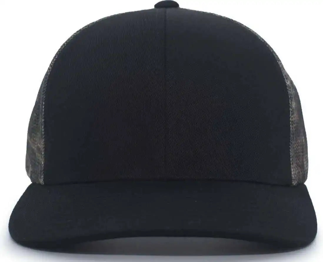 Pacific Headwear 108c Camo Trucker Snapback Cap - Black Break-up Country - Mossy Oak / 7’’ - 7 7/8’’