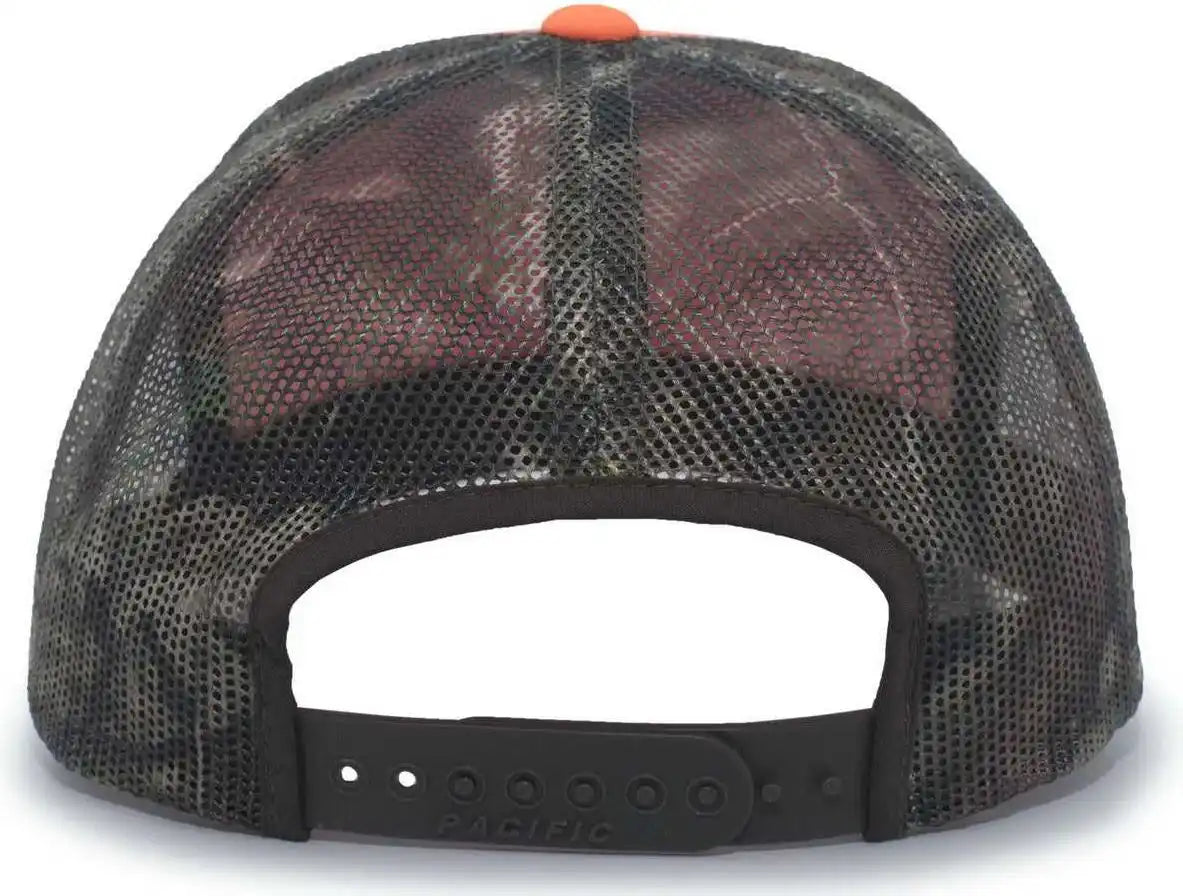 Pacific Headwear 108c Camo Trucker Snapback Cap - Blaze Break-up Country - Mossy Oak / 7’’ - 7 7/8’’
