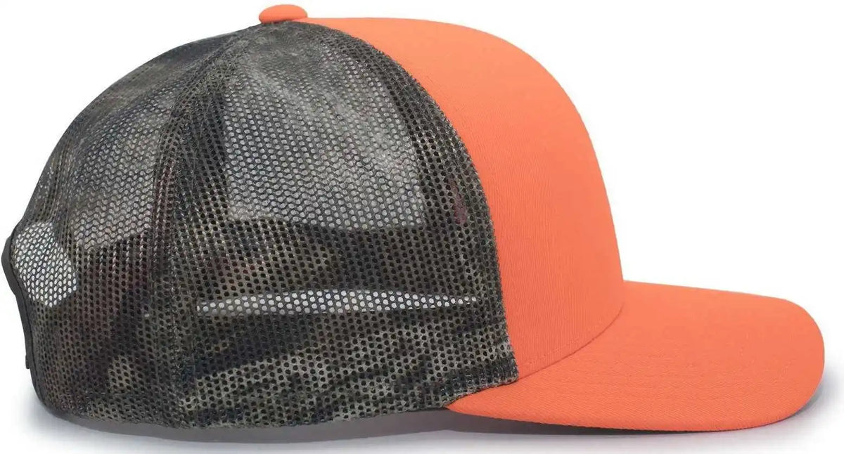 Pacific Headwear 108c Camo Trucker Snapback Cap - Blaze Break-up Country - Mossy Oak / 7’’ - 7 7/8’’