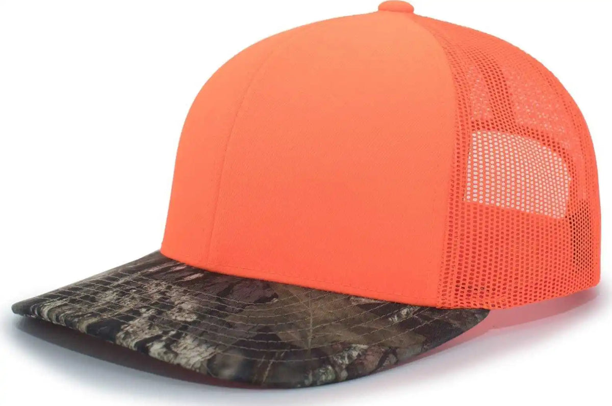 Pacific Headwear 108c Camo Trucker Snapback Cap - Break-up Country Blaze - Mossy Oak / 7’’ - 7 7/8’’