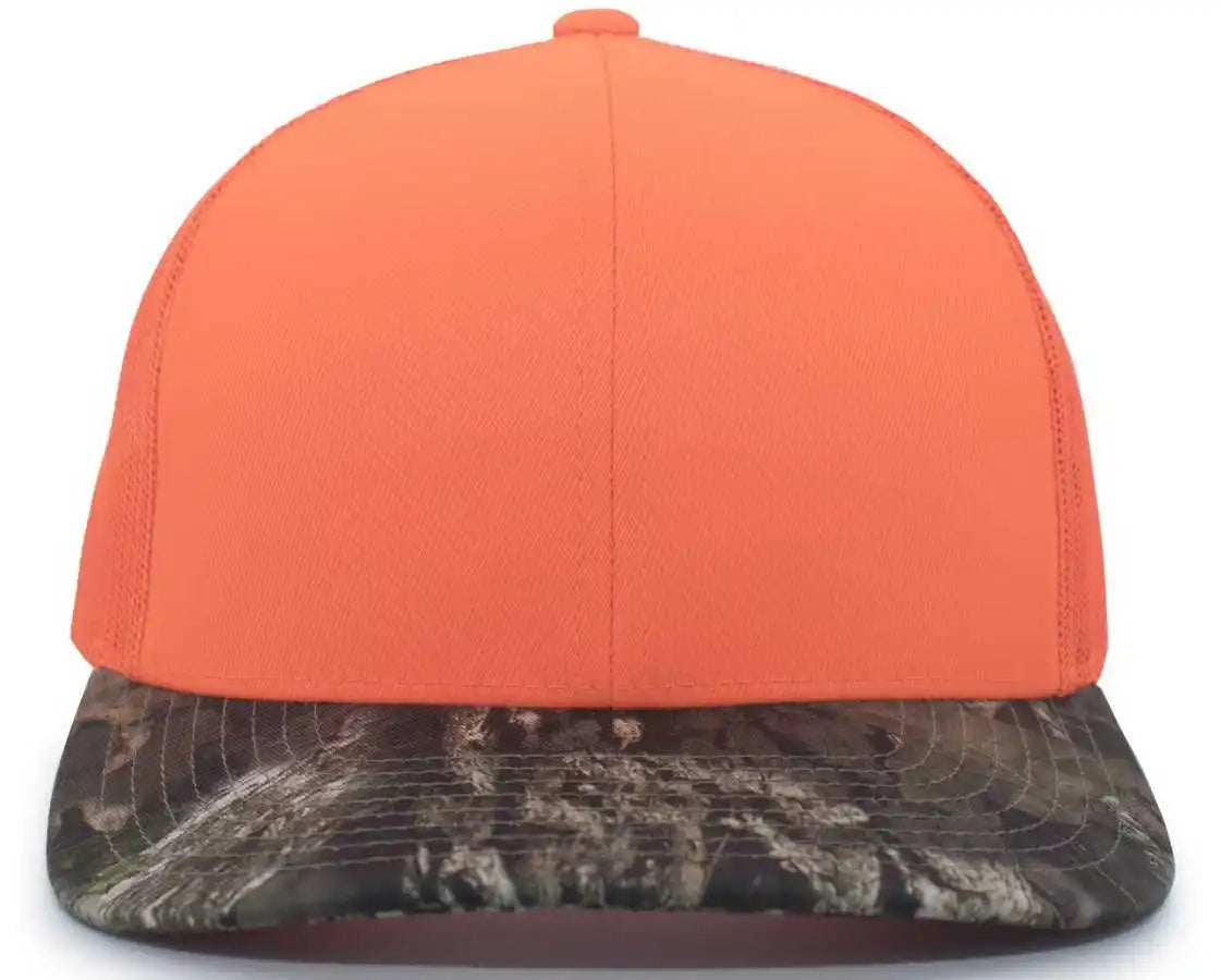 Pacific Headwear 108c Camo Trucker Snapback Cap - Break-up Country Blaze - Mossy Oak / 7’’ - 7 7/8’’