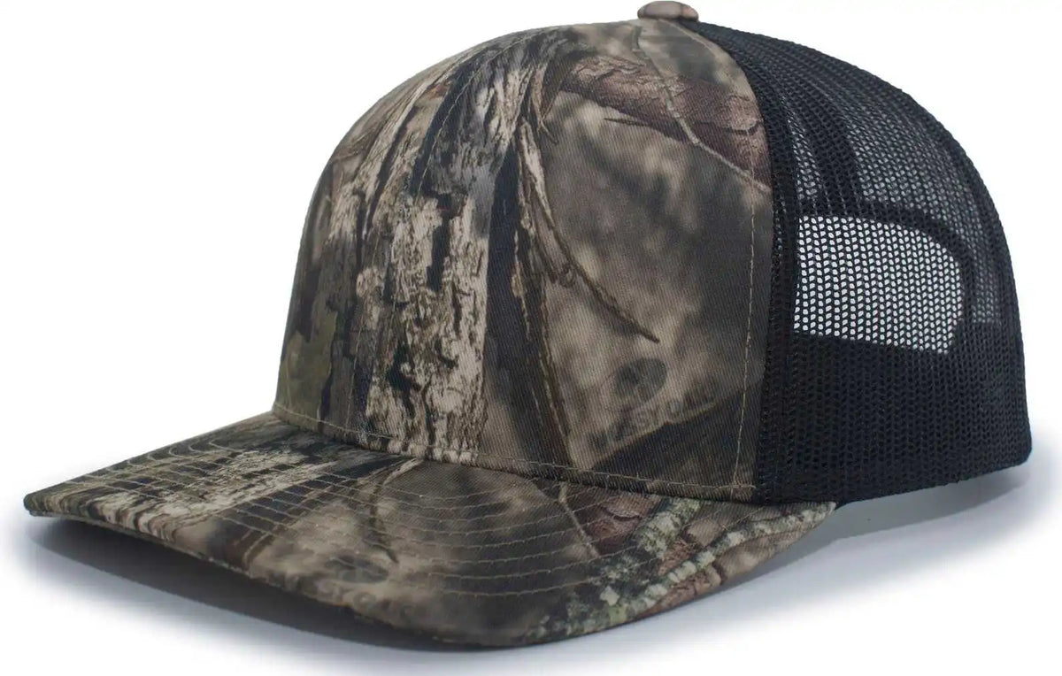 Pacific Headwear 108c Camo Trucker Snapback Cap - Break-up Country Black - Mossy Oak / 7’’ - 7 7/8’’