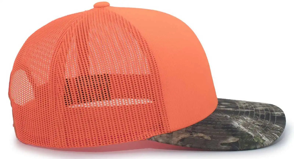 Pacific Headwear 108c Camo Trucker Snapback Cap - Break-up Country Blaze - Mossy Oak / 7’’ - 7 7/8’’