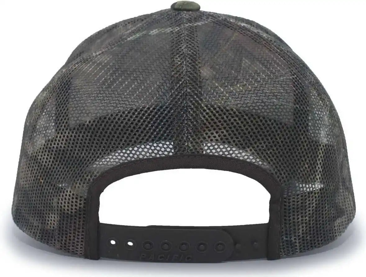 Pacific Headwear 108c Camo Trucker Snapback Cap - Break-up Country Coun - Mossy Oak / 7’’ - 7 7/8’’