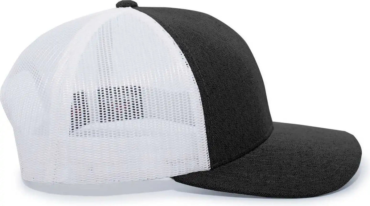 Pacific Headwear 110c Heather Trucker Snapback Cap - Black White - 7’’ - 7 7/8’’