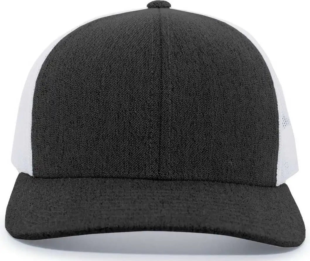 Pacific Headwear 110c Heather Trucker Snapback Cap - Black White - 7’’ - 7 7/8’’