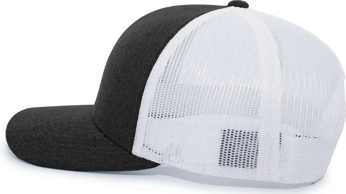 Pacific Headwear 110c Heather Trucker Snapback Cap - Black White - 7’’ - 7 7/8’’