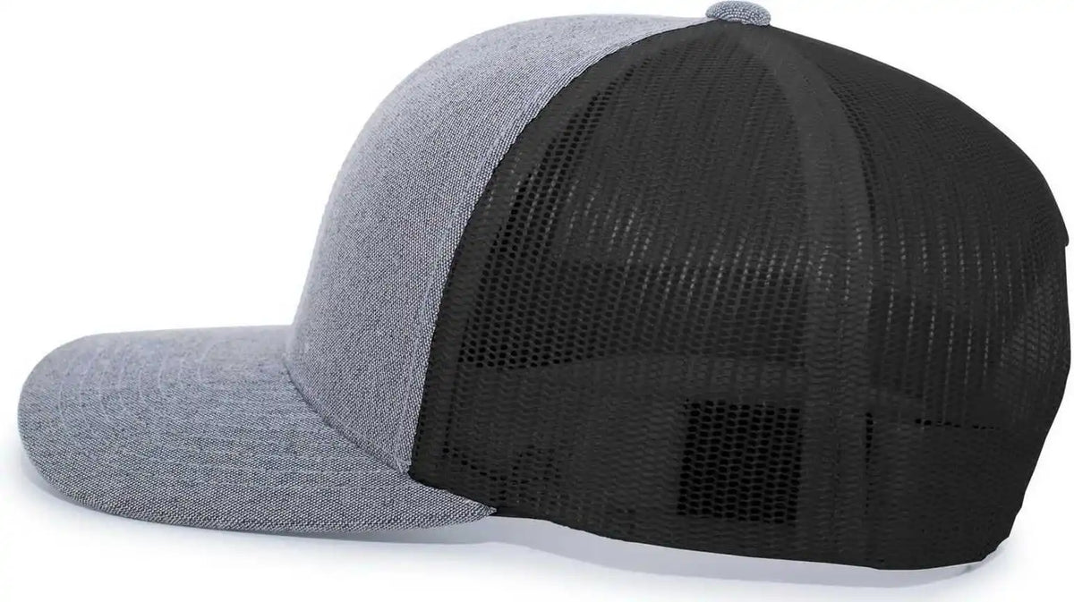 Pacific Headwear 110c Heather Trucker Snapback Cap - Gray Black - 7’’ - 7 7/8’’