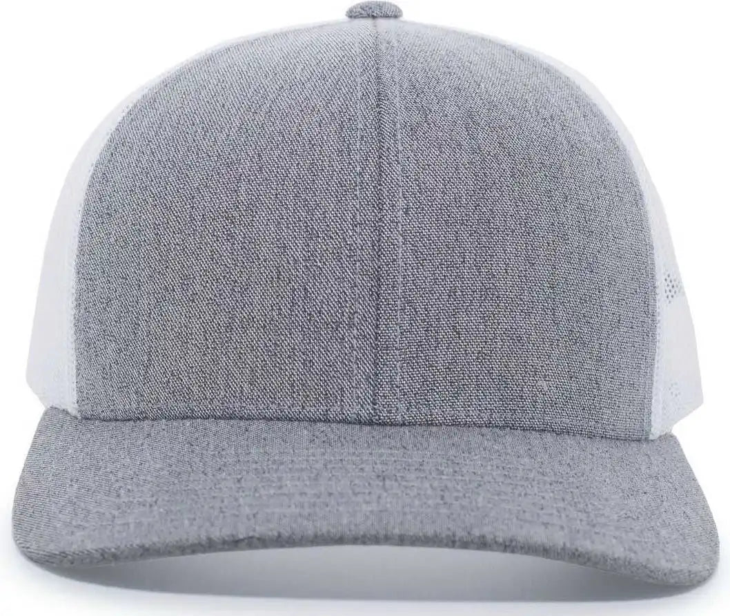 Pacific Headwear 110c Heather Trucker Snapback Cap - Gray White - 7’’ - 7 7/8’’
