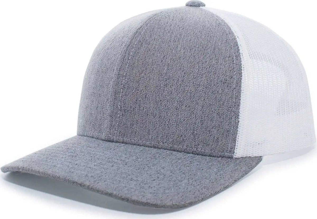 Pacific Headwear 110c Heather Trucker Snapback Cap - Gray White - 7’’ - 7 7/8’’