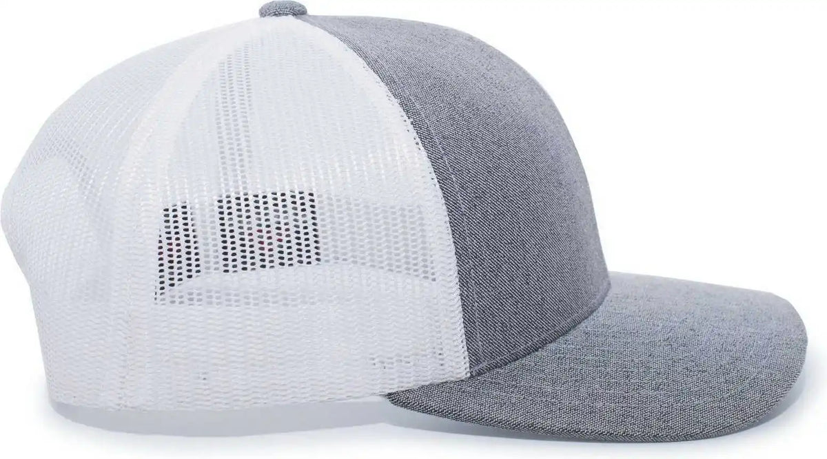 Pacific Headwear 110c Heather Trucker Snapback Cap - Gray White - 7’’ - 7 7/8’’