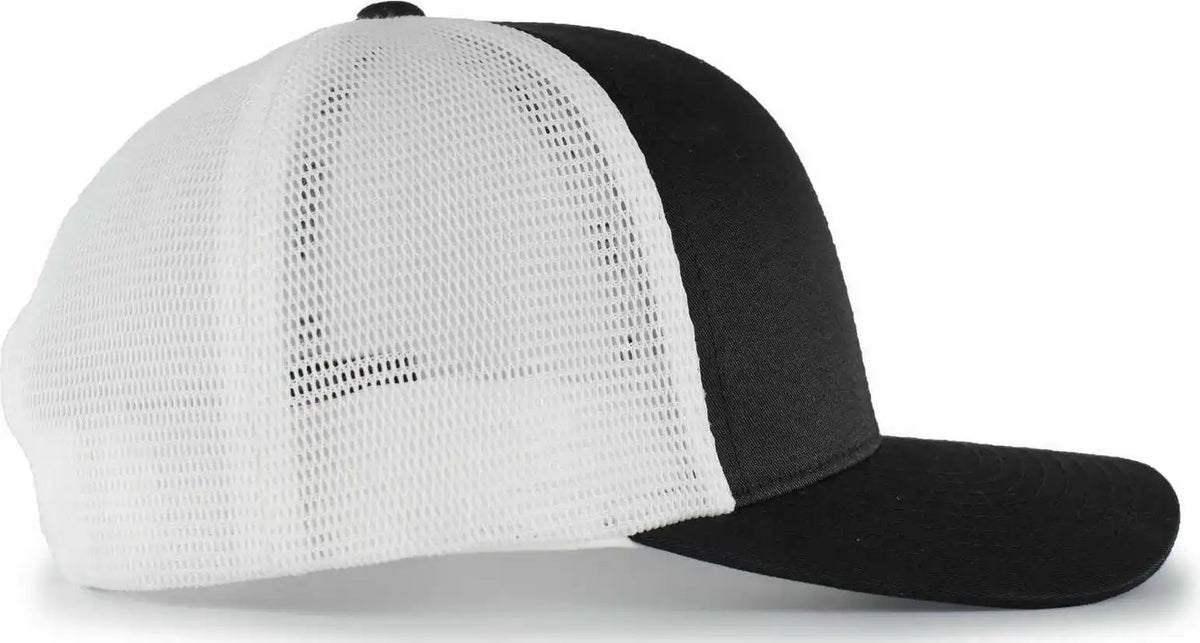 Pacific Headwear 110f Trucker Flexfit Snapback Cap - Black White - 7’’ - 7 7/8’’