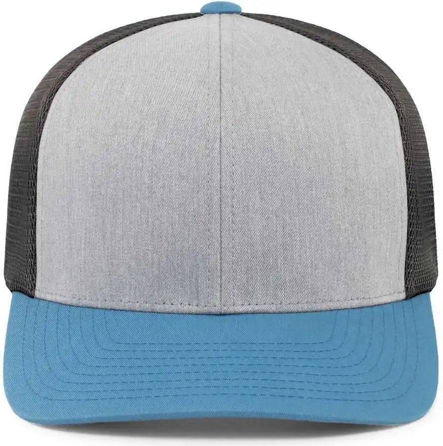 Pacific Headwear 110f Trucker Flexfit Snapback Cap - Heather Grey Lt Charcoal Ocean Blue - Gray / 7’’ 7 7/8’’