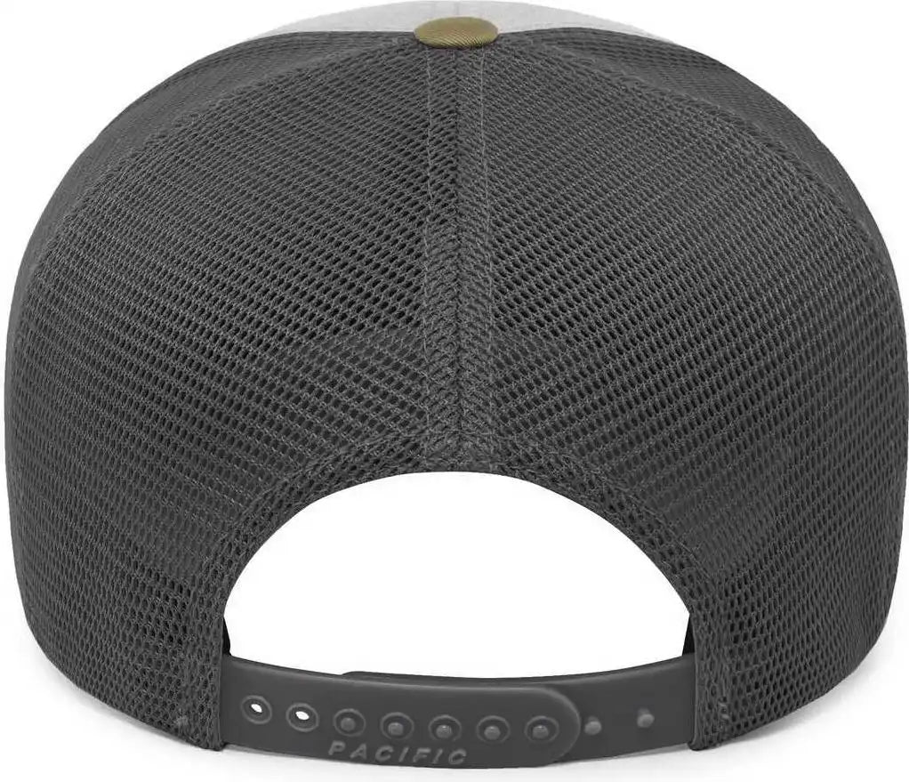 Pacific Headwear 110f Trucker Flexfit Snapback Cap - Heather Grey Lt Charcoal Moss Green - Gray Olive / 7’’ 7 7/8’’