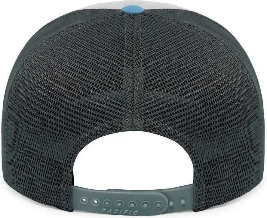 Pacific Headwear 110f Trucker Flexfit Snapback Cap - Heather Grey Lt Charcoal Ocean Blue - Gray / 7’’ 7 7/8’’