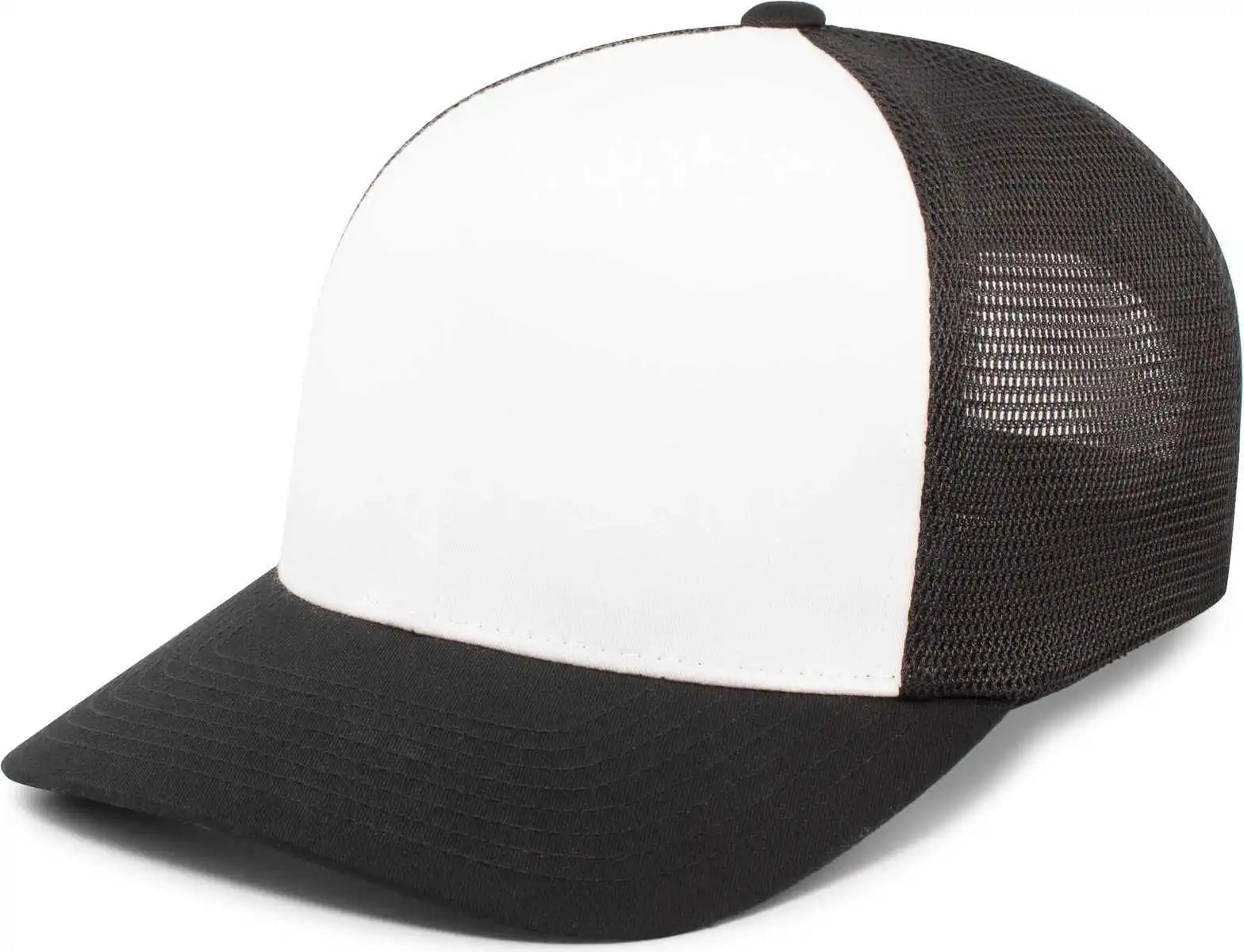 Pacific Headwear 110f Trucker Flexfit Snapback Cap - White Black - 7’’ 7 7/8’’