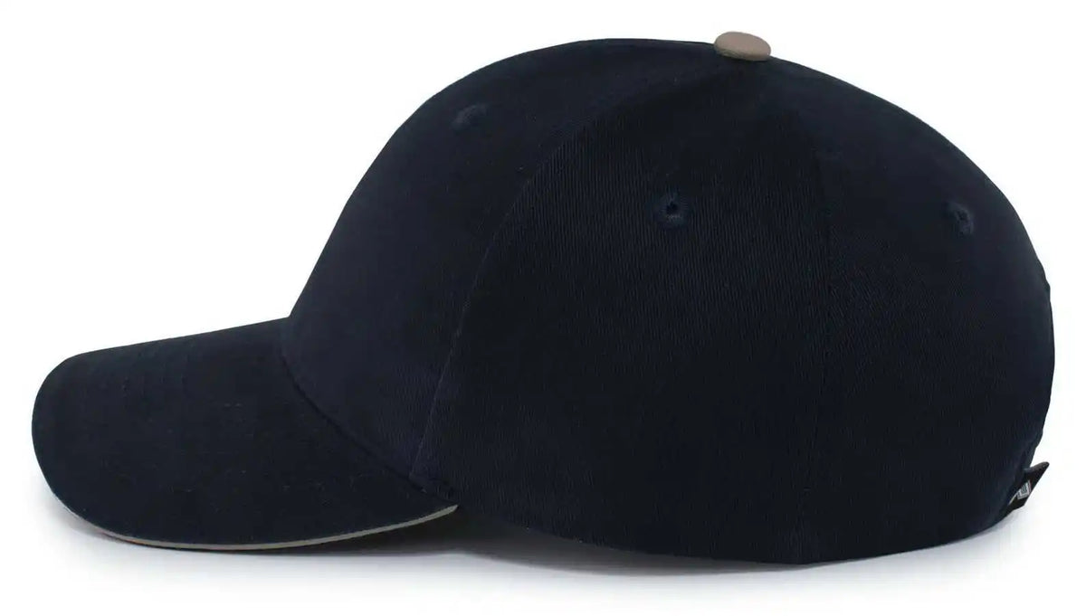 Pacific Headwear 121c Brushed Cotton Sandwich Visor Hook-and-loop Cap - Navy Khaki - 7’’ - 7 7/8’’
