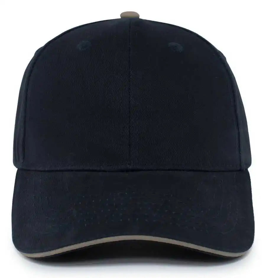 Pacific Headwear 121c Brushed Cotton Sandwich Visor Hook-and-loop Cap - Navy Khaki - 7’’ - 7 7/8’’