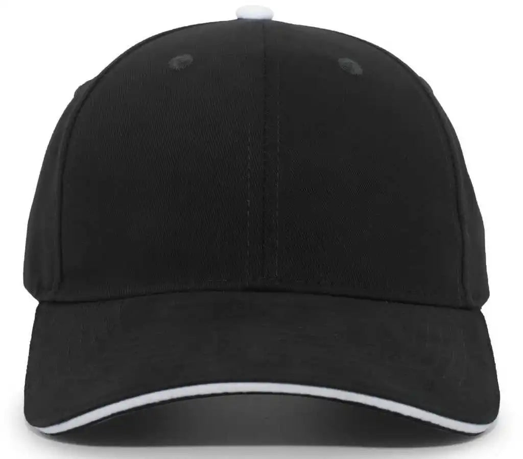 Pacific Headwear 121c Brushed Cotton Sandwich Visor Hook-and-loop Cap - Black White - 7’’ - 7 7/8’’