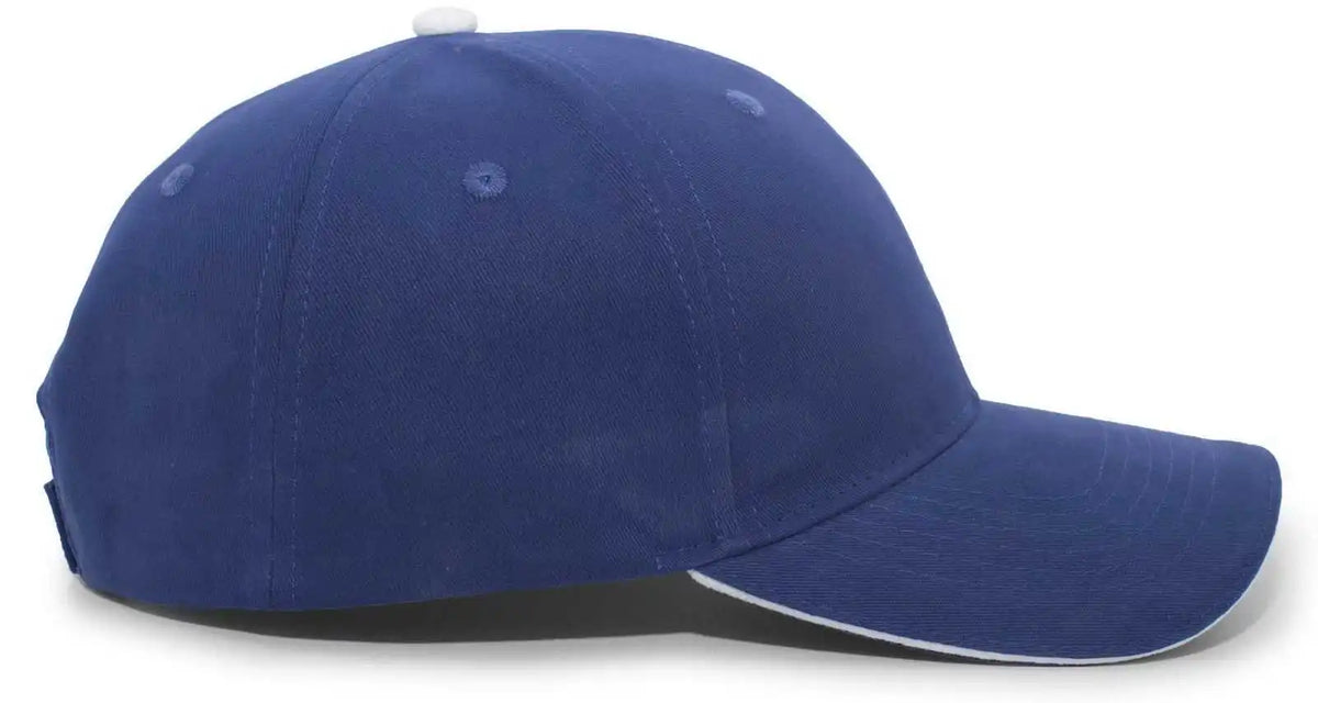 Pacific Headwear 121c Brushed Cotton Sandwich Visor Hook-and-loop Cap - Royal White - 7’’ - 7 7/8’’