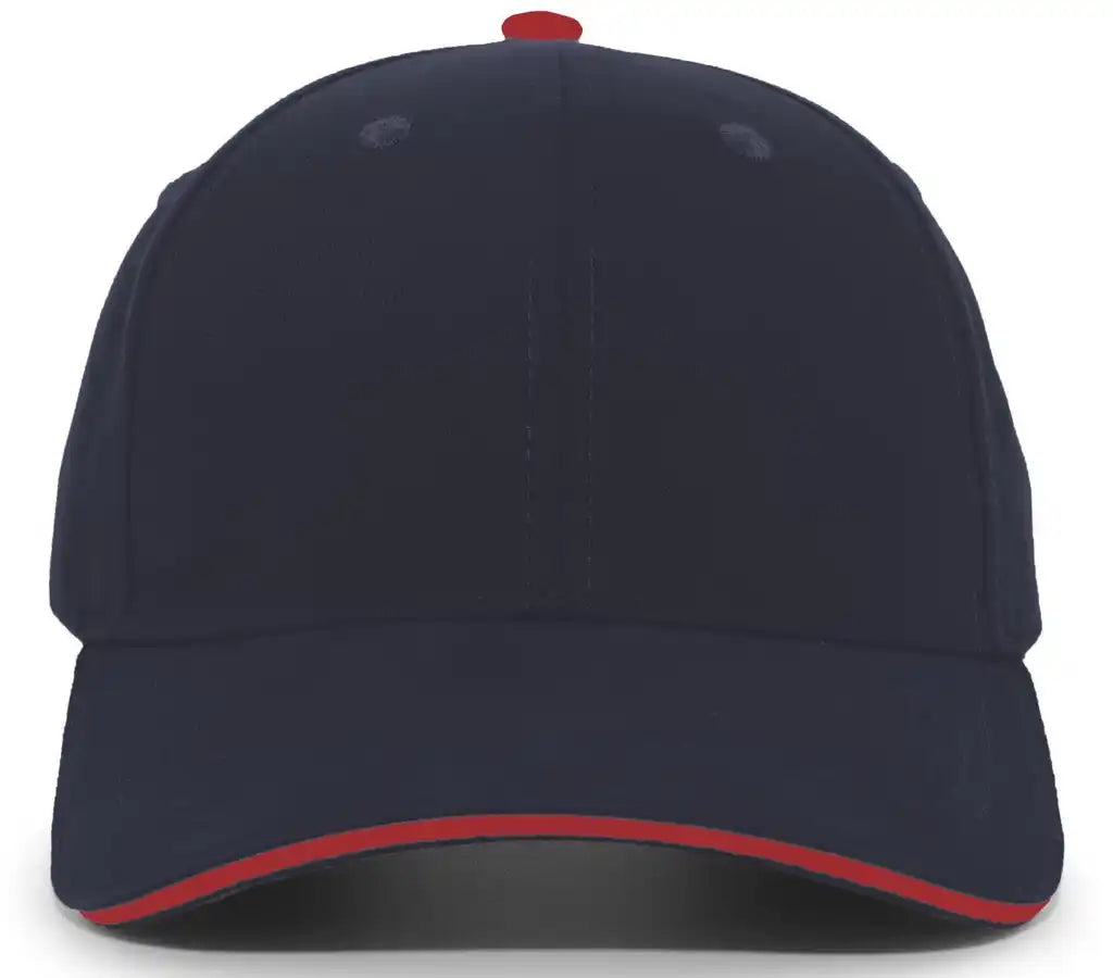 Pacific Headwear 121c Brushed Cotton Sandwich Visor Hook-and-loop Cap - Navy Red - 7’’ - 7 7/8’’