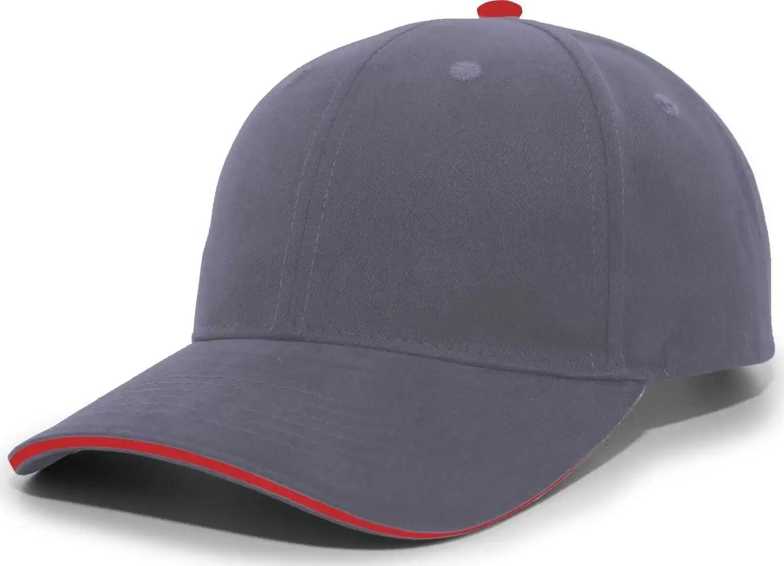 Pacific Headwear 121c Brushed Cotton Sandwich Visor Hook-and-loop Cap - Graphite Red - Dark Gray / 7’’ - 7 7/8’’