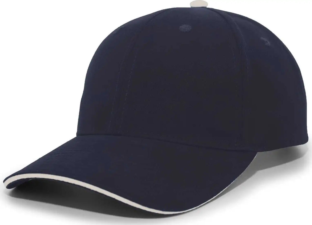 Pacific Headwear 121c Brushed Cotton Sandwich Visor Hook-and-loop Cap - Navy Khaki - 7’’ - 7 7/8’’