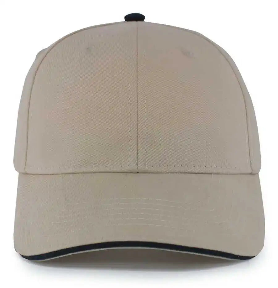 Pacific Headwear 121c Brushed Cotton Sandwich Visor Hook-and-loop Cap - Khaki Navy - 7’’ - 7 7/8’’
