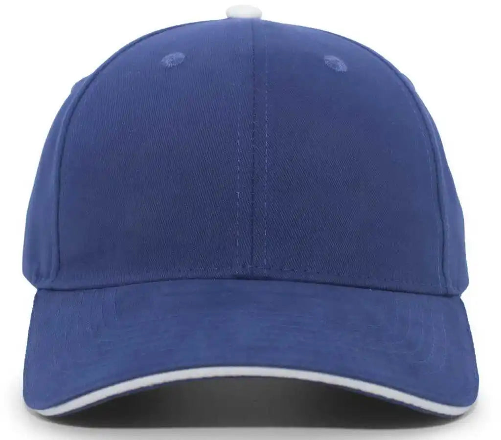 Pacific Headwear 121c Brushed Cotton Sandwich Visor Hook-and-loop Cap - Royal White - 7’’ - 7 7/8’’
