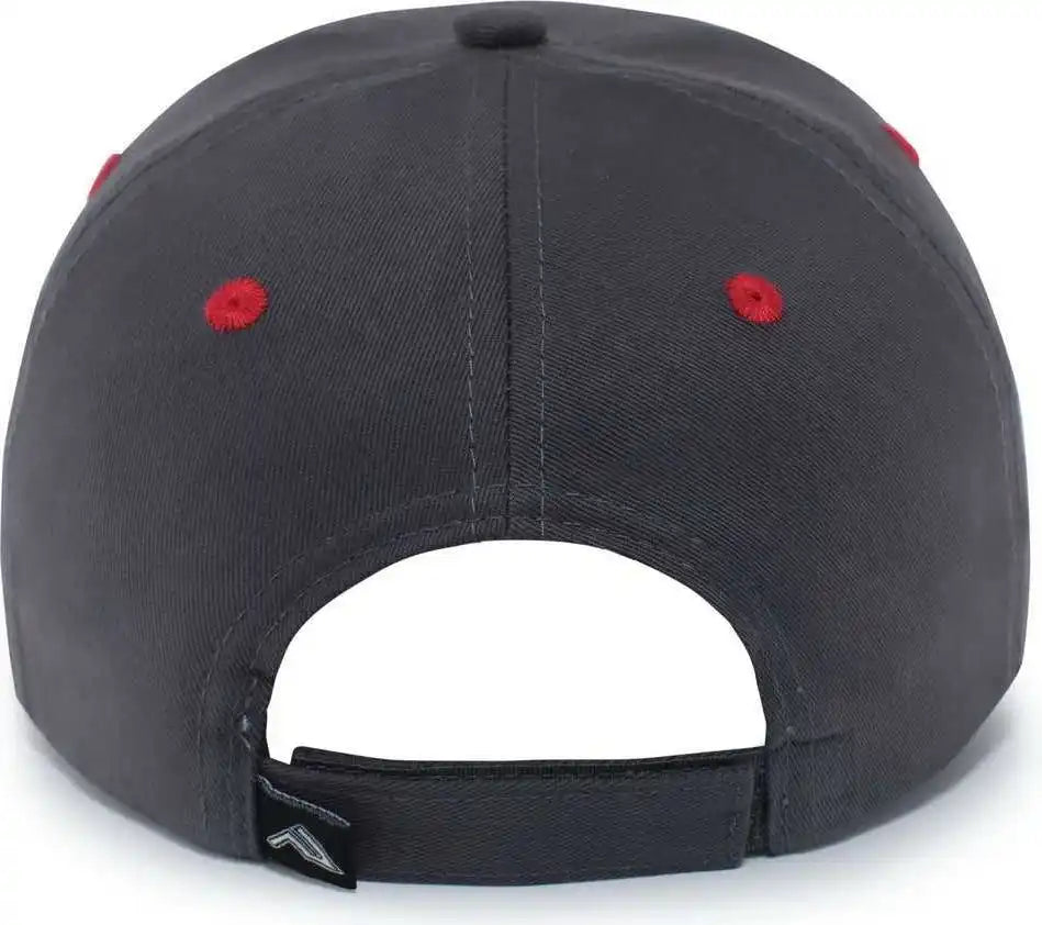 Pacific Headwear 121c Brushed Cotton Sandwich Visor Hook-and-loop Cap - Graphite Red - Dark Gray / 7’’ - 7 7/8’’
