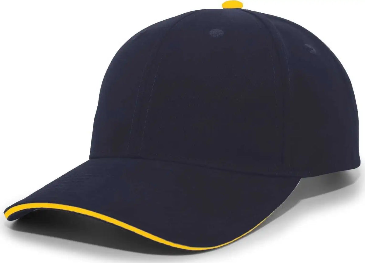 Pacific Headwear 121c Brushed Cotton Sandwich Visor Hook-and-loop Cap - Navy Gold - 7’’ - 7 7/8’’
