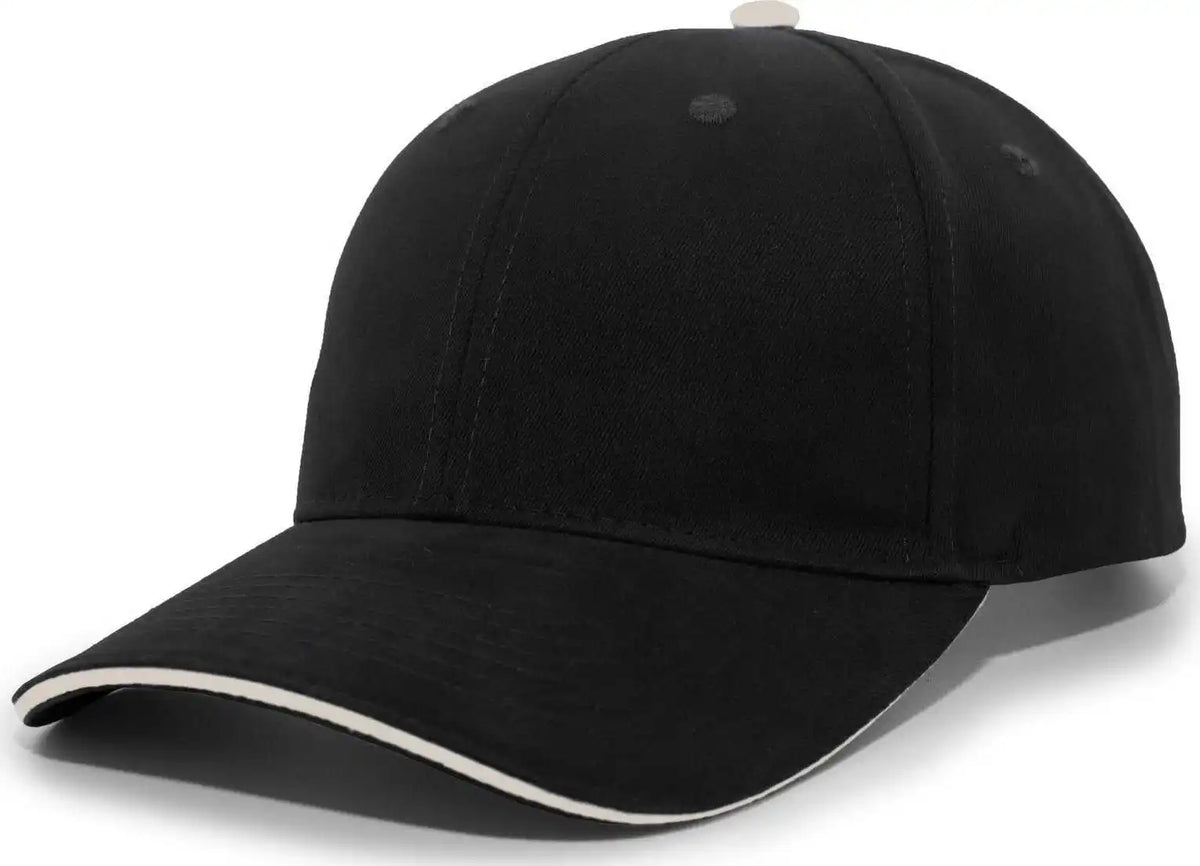 Pacific Headwear 121c Brushed Cotton Sandwich Visor Hook-and-loop Cap - Black Khaki - 7’’ - 7 7/8’’