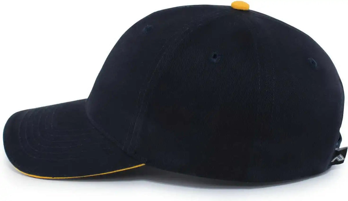 Pacific Headwear 121c Brushed Cotton Sandwich Visor Hook-and-loop Cap - Navy Gold - 7’’ - 7 7/8’’