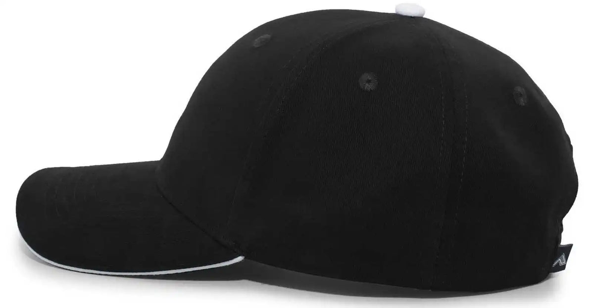 Pacific Headwear 121c Brushed Cotton Sandwich Visor Hook-and-loop Cap - Black White - 7’’ - 7 7/8’’
